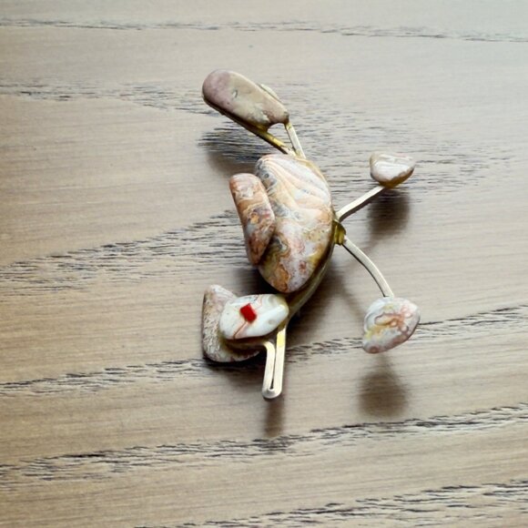 Vintage Handcrafted Stone Roadrunner Brooch Pin Silver Tone - Picture 4 of 11